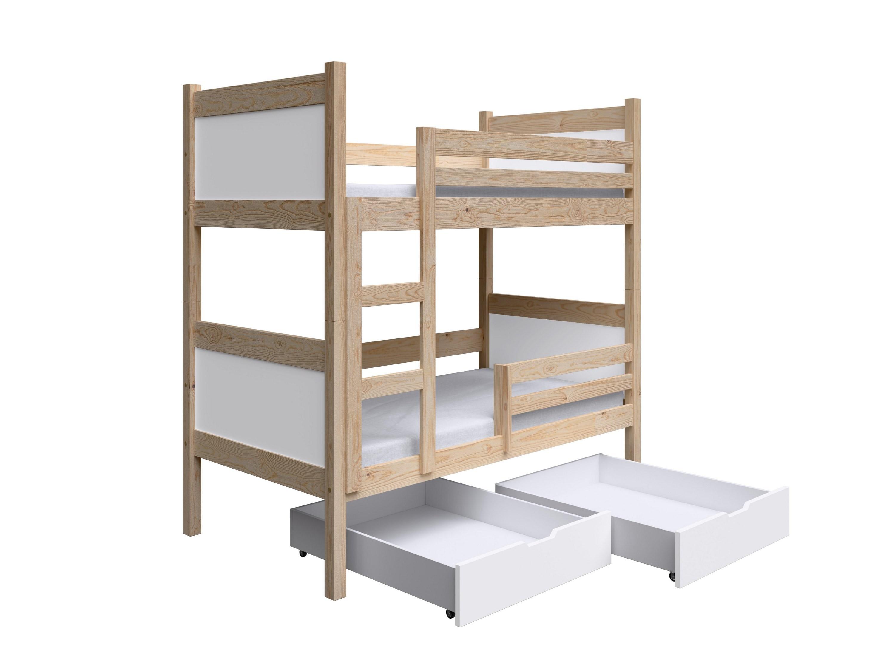 ETAGENBETT MIA mit Bettkasten 80x160 cm Kieferfarben - Weiß/Kieferfarben, Holz (80/160cm) - MASSENO