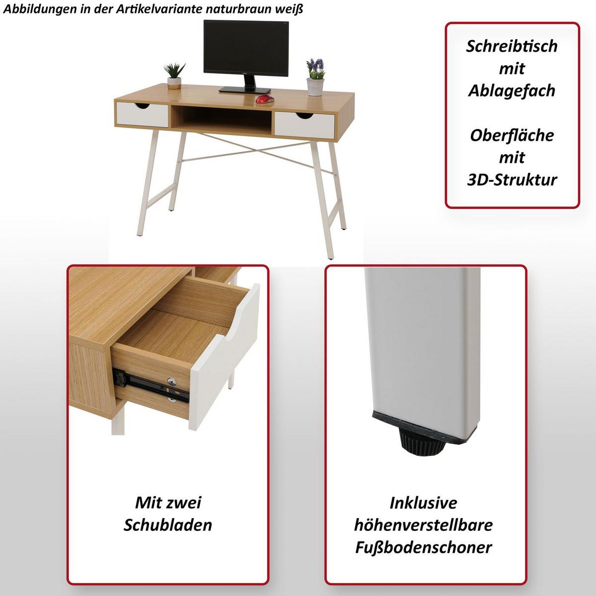 SCHREIBTISCH rechteckig Schwarz - Schwarz, Holz (60/120/76cm) - MCW