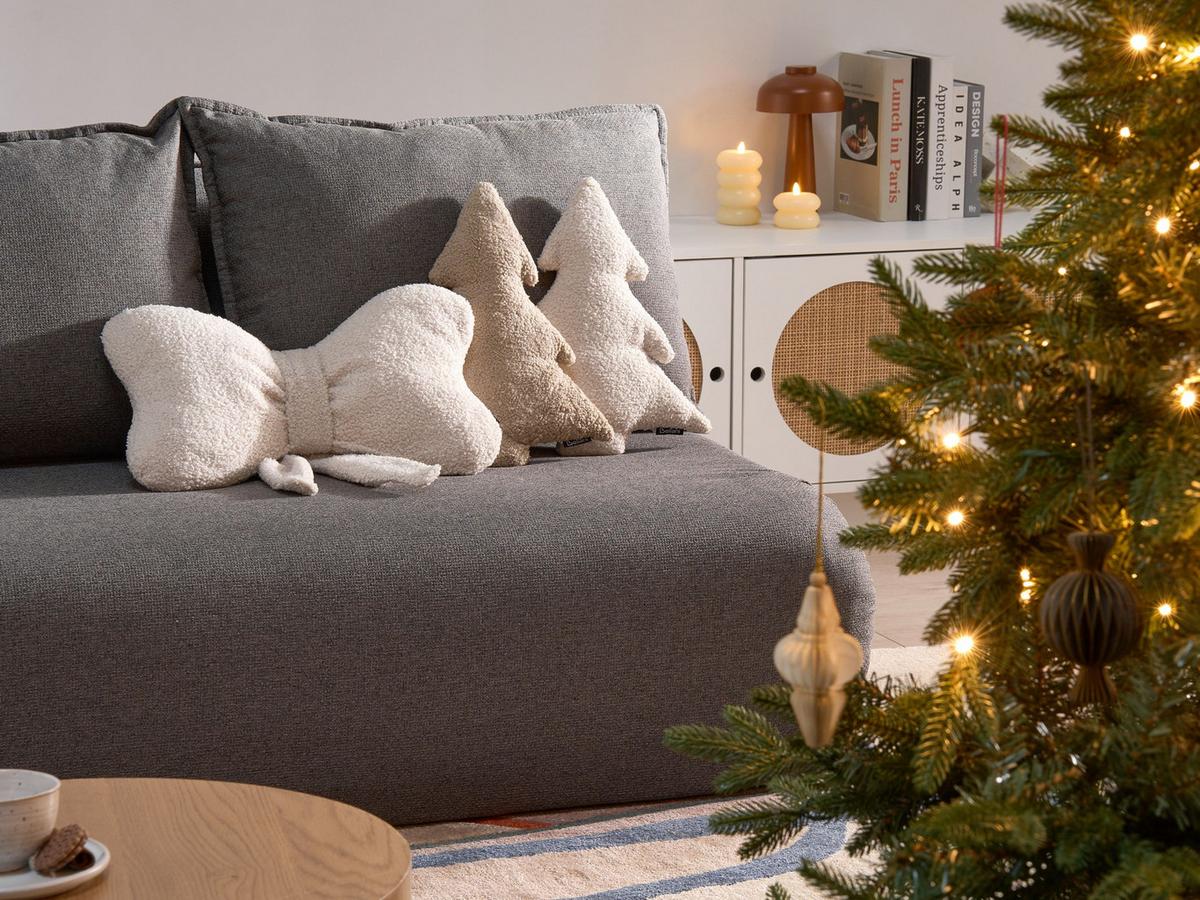 DEKOKISSEN 3er-Set Hellbeige 30/35 cm Winterland - Beige, Textil (30/35cm) - Beliani