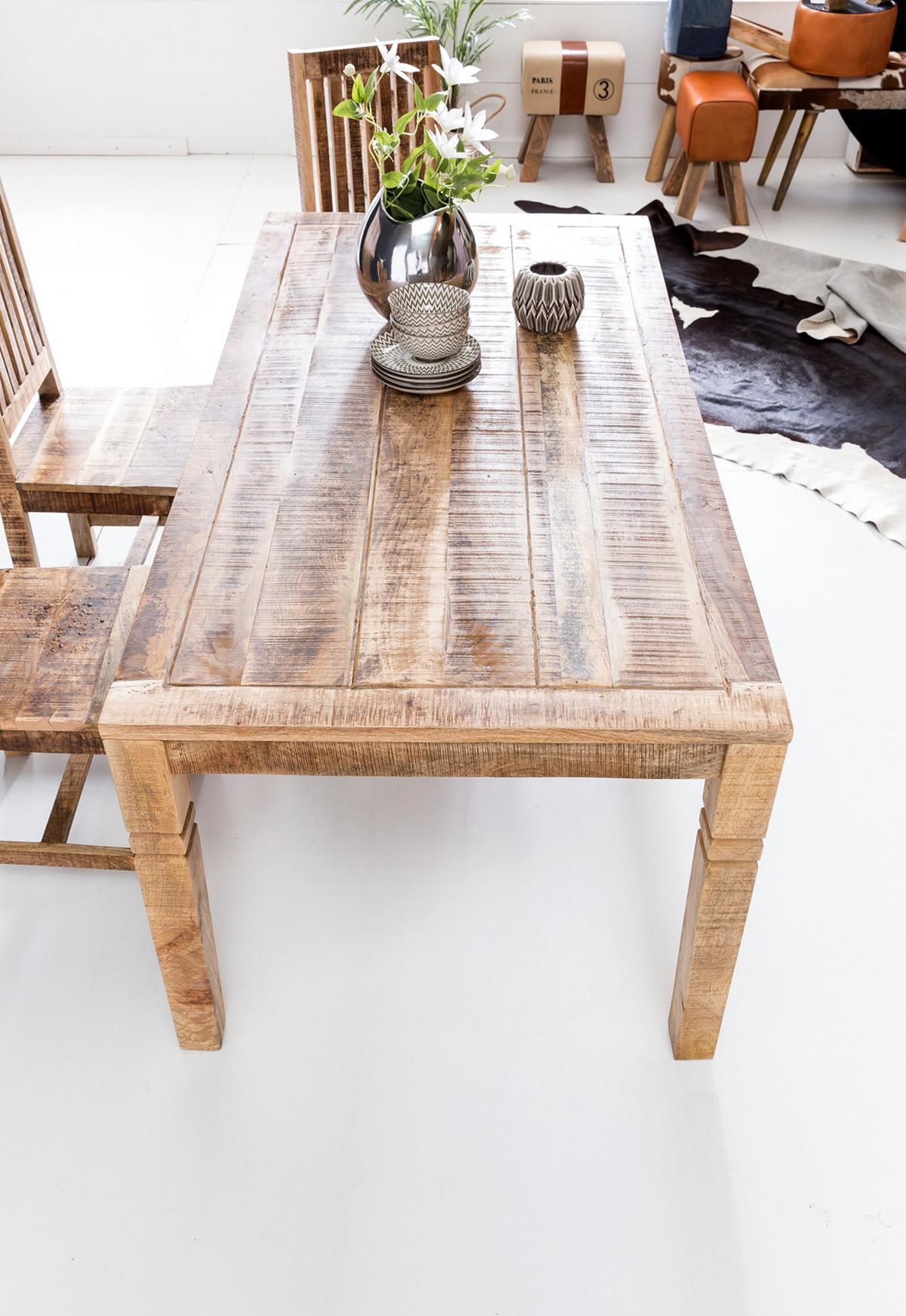 ESSTISCH – Mango Massivholz 120 cm Landhausstil Schnitzereien - Braun, Holz (70/120/76cm) - KADIMA DESIGN