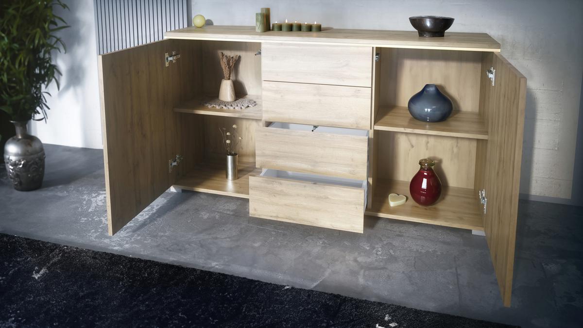 SIDEBOARD Faro Weiß Hochglanz - Weiß Hochglanz, Holzwerkstoff (138.5/75.5/35cm) - Vladon