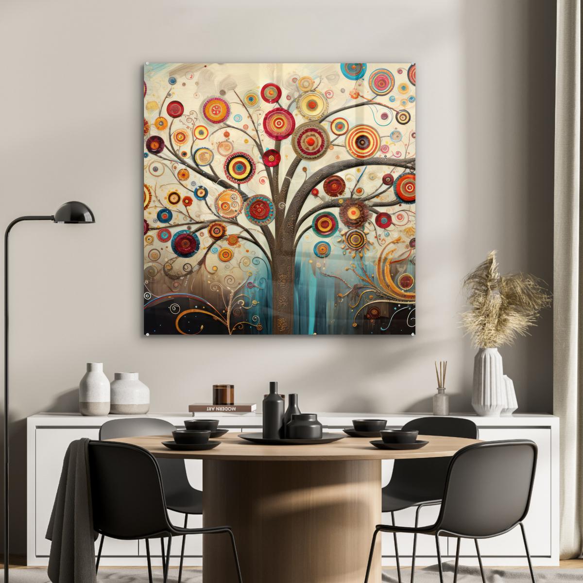 ACRYLGLASBILD Baum - Baum des Lebens - Farbe 90x90 cm - Braun, Glas (90/90cm) - MuchoWow
