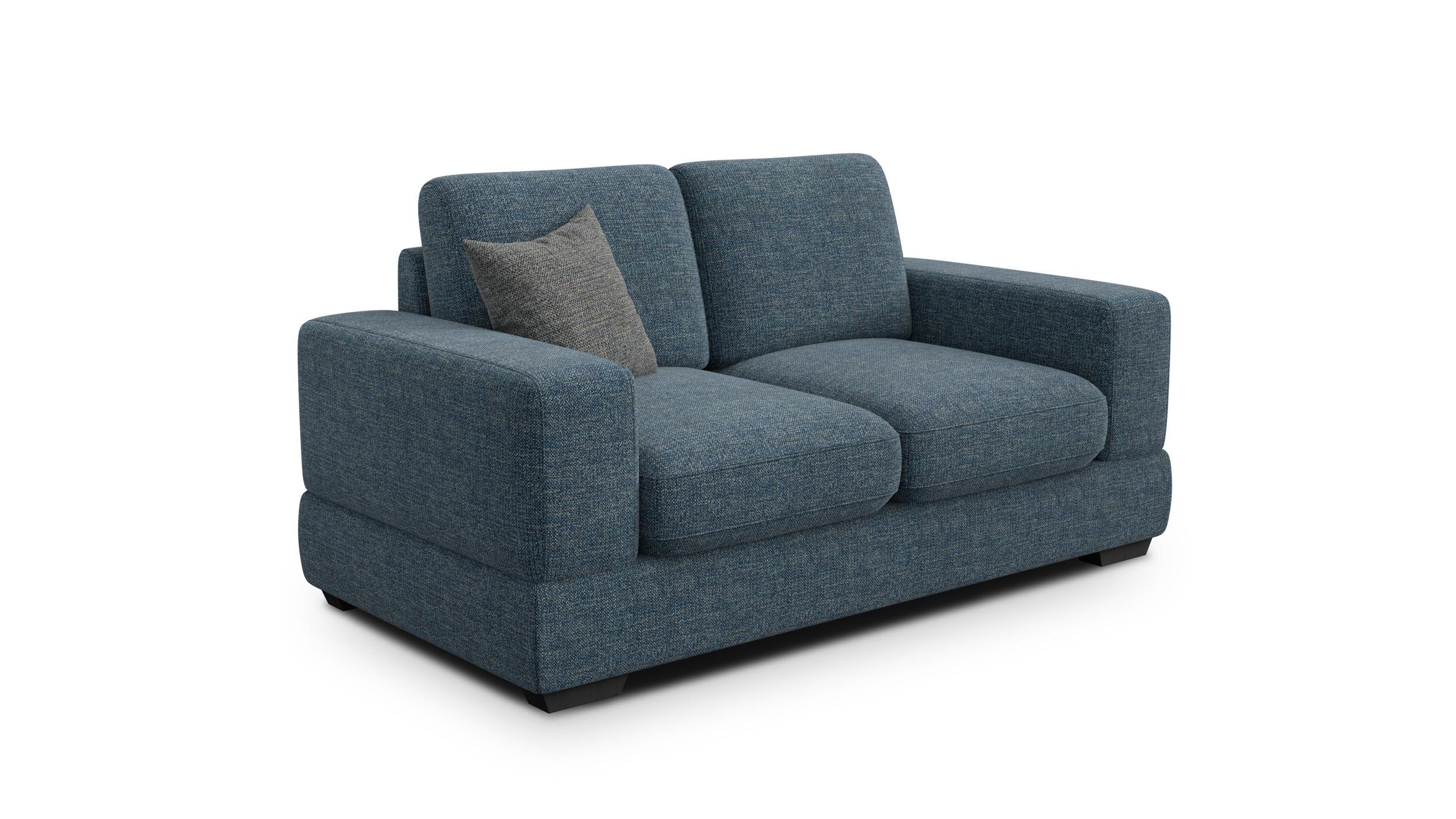 SOFA OTTO 2-Sitzer, marineblau - Blau/Schwarz, Holz/Textil (171/89/98cm) - Wozimo