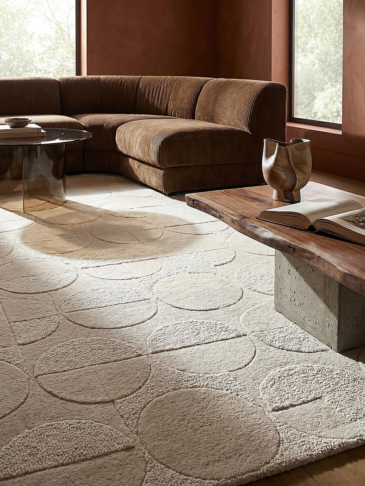 WOLLTEPPICH DEBEN, geometrisch, aus Wolle, Elfenbein, 120 x 170 cm - Beige, Textil (170/120cm) - KADIMA DESIGN