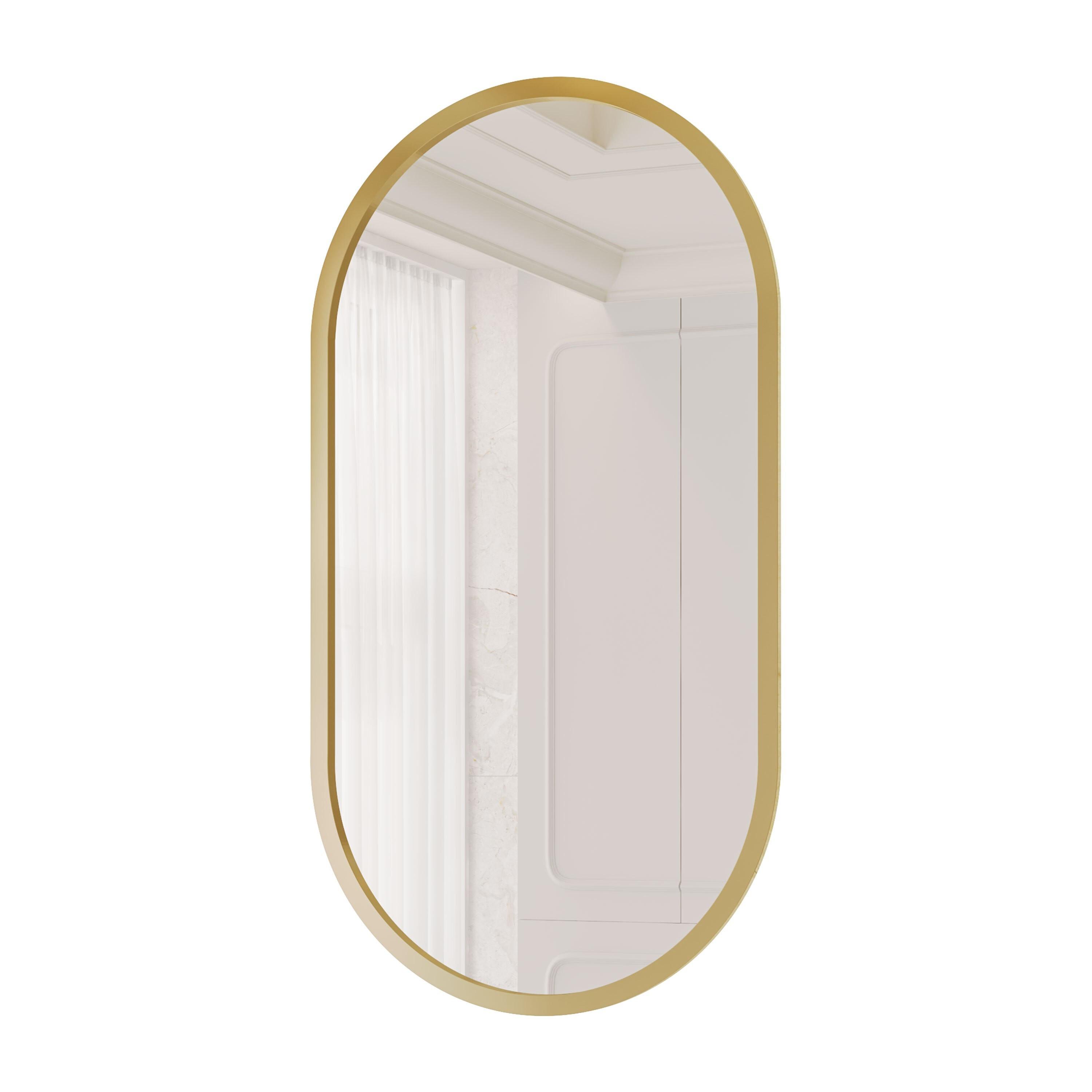 OVALER Spiegel FLORIS mit goldenem Rahmen - Goldfarben, Holzwerkstoff (50/90/50cm) - Lookway