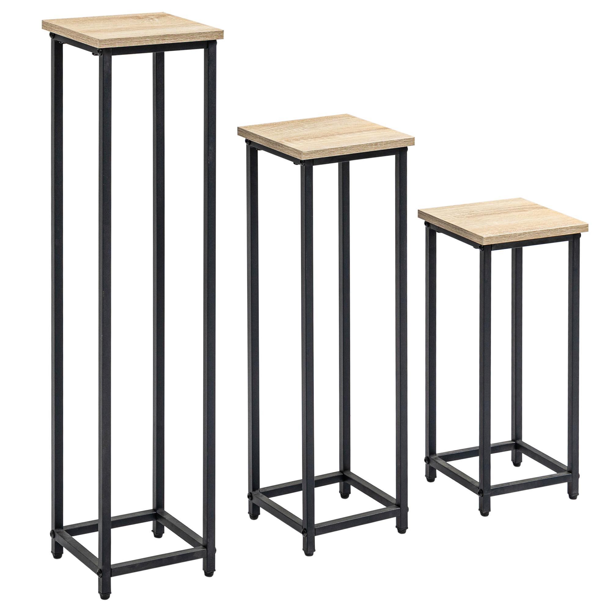 3-TEILIGES Set Pflanzenständer Stapelbarer Blumenhocker für Garten Balkon - Multicolor, Metall (90cm) - Outsunny