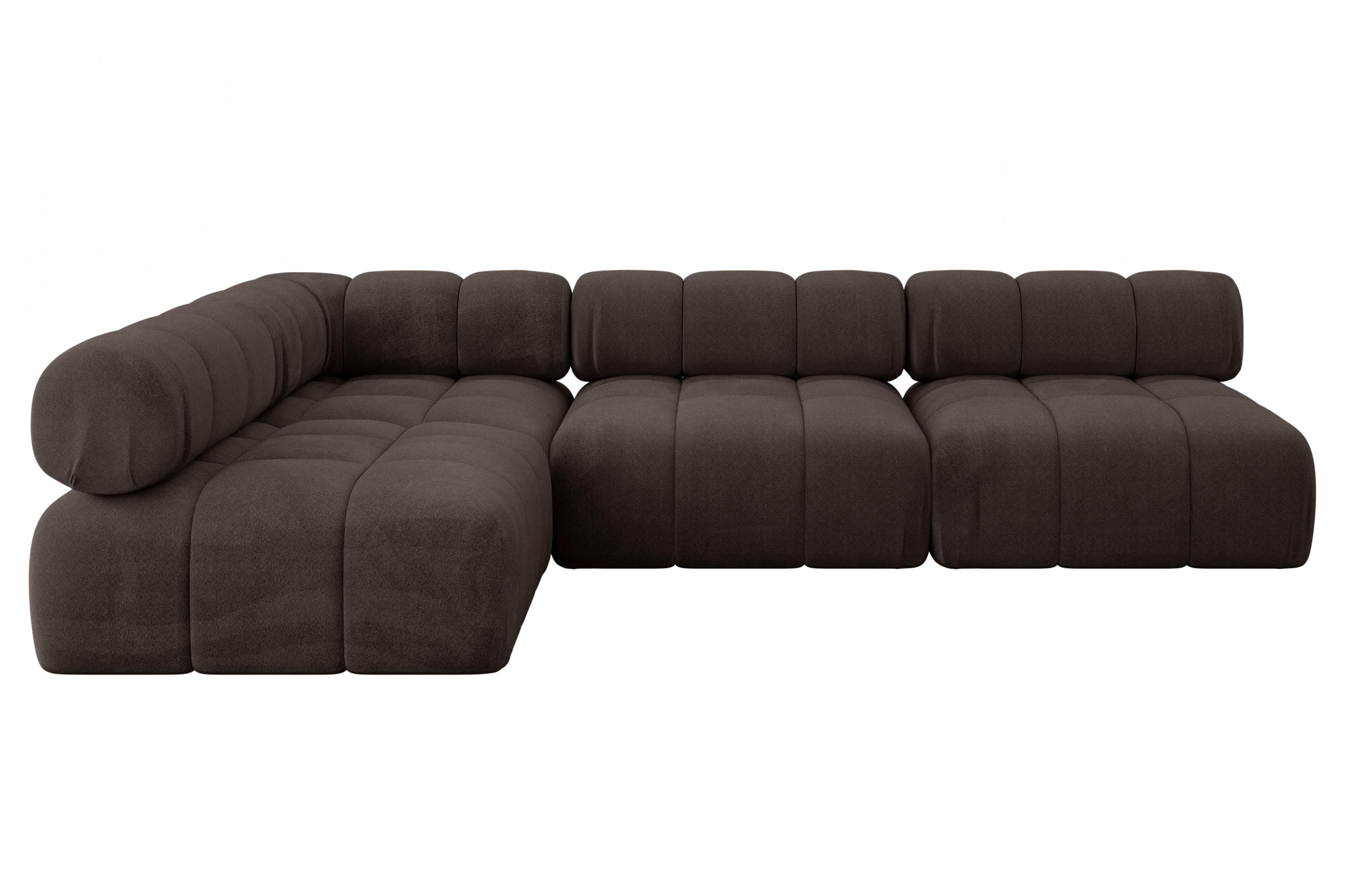 ECKSOFA modulares Sofa Samaro-L2 - 285x190x70 cm Braun Velours - Braun, Holzwerkstoff/Textil (285/190cm) - ALTDECOR
