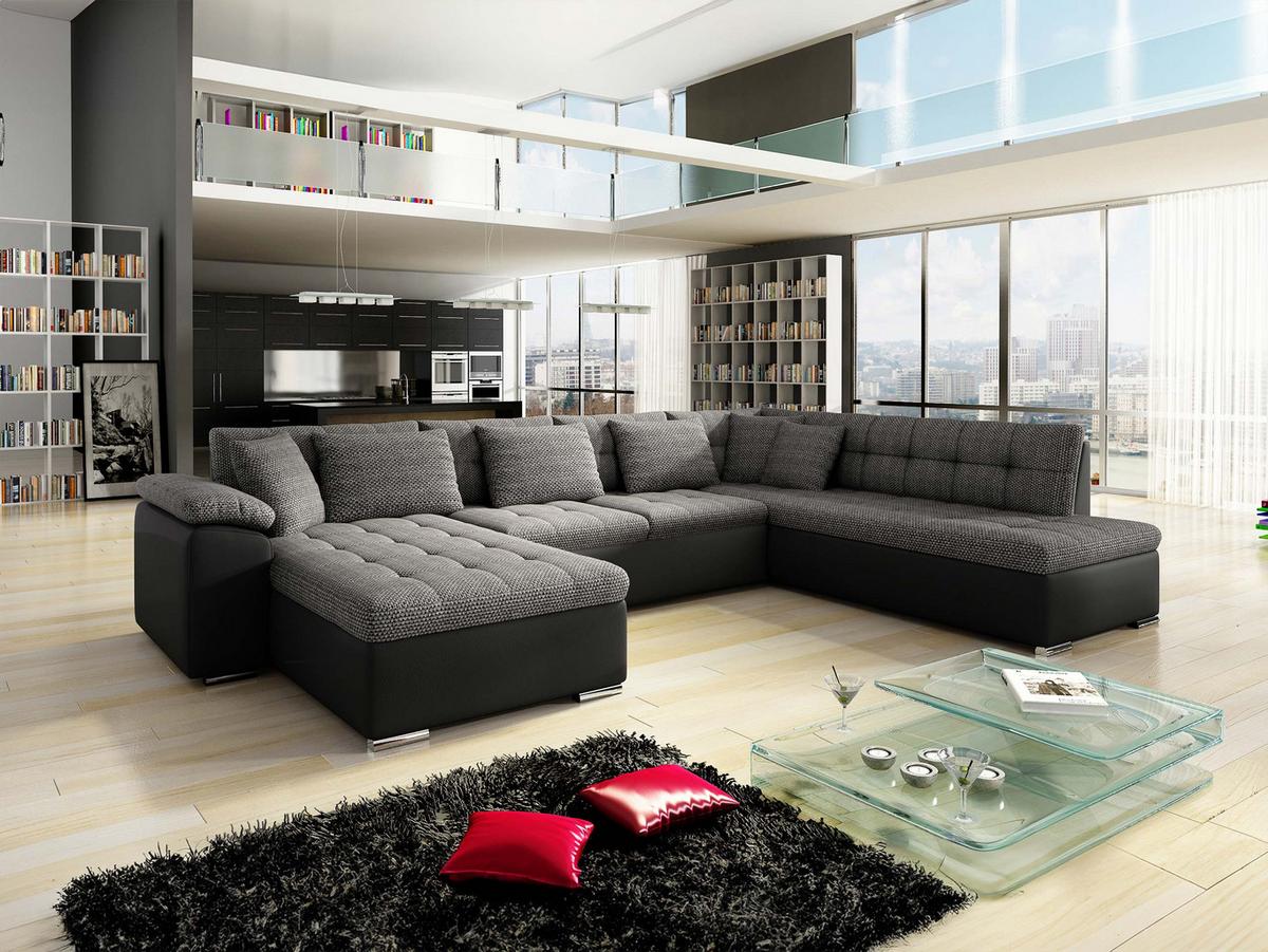 WOHNLANDSCHAFT Niko Bis, Seite: Links - Dunkelgrau, Holz/Textil (348/76/205cm) - MIRJAN24