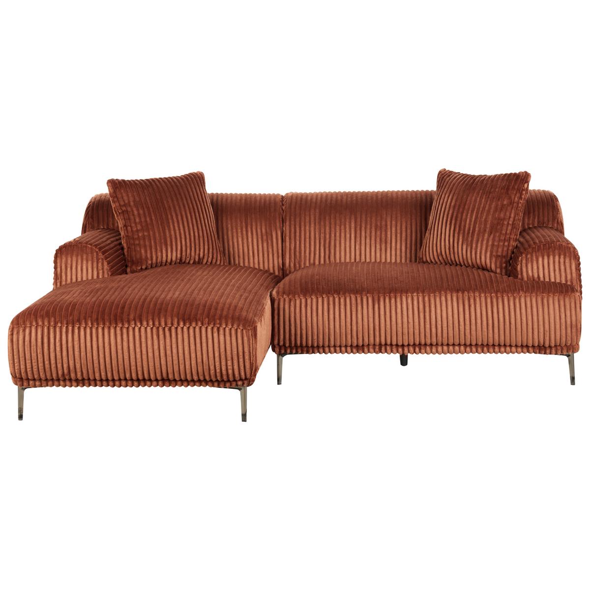 ECKSOFA Cord Braun rechtsseitig Stenum - Messingfarben/Braun, Textil (242/168cm) - Beliani
