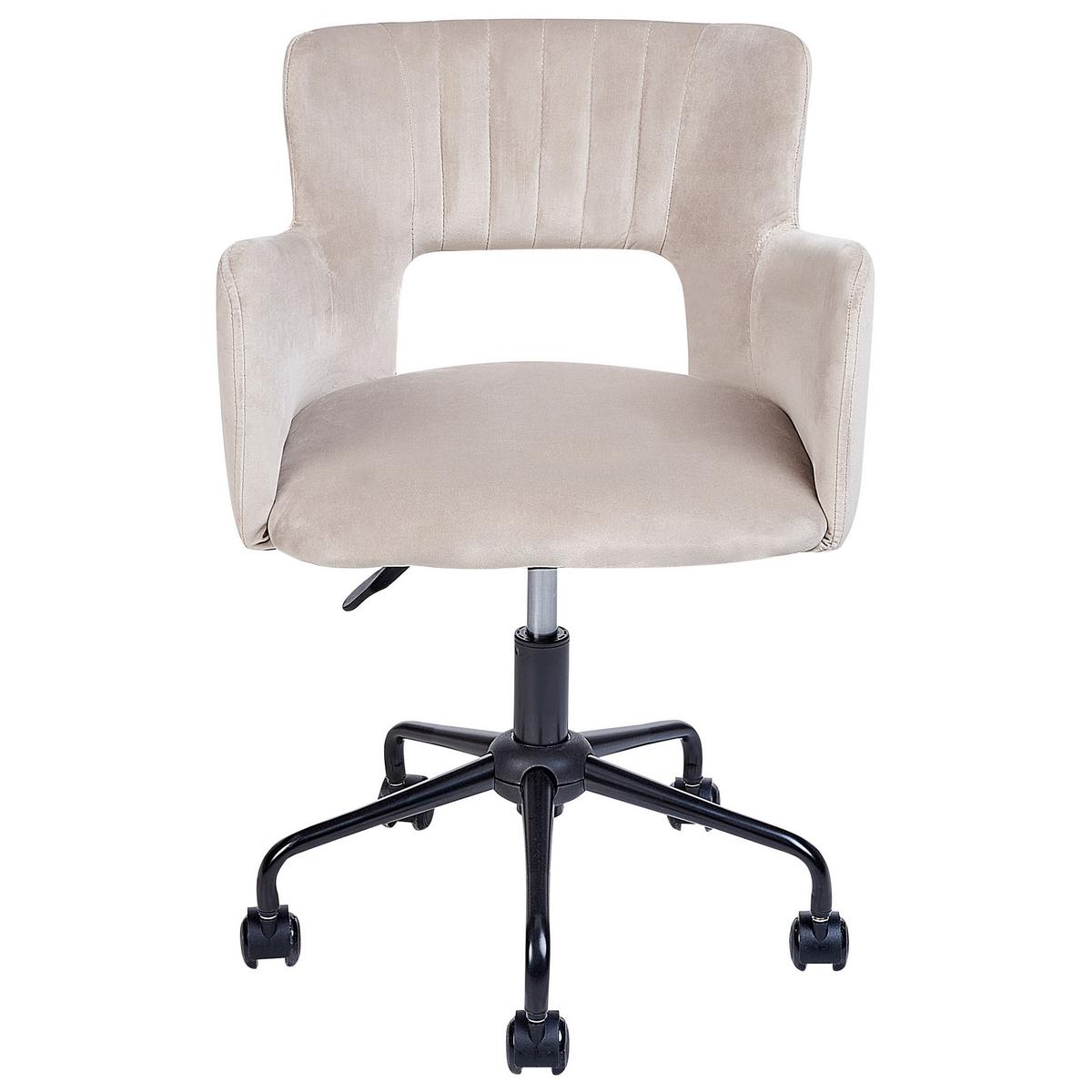 BÜROSTUHL Samtstoff Beige Sanilac - Beige, Textil/Metall (62/71/62cm) - Beliani