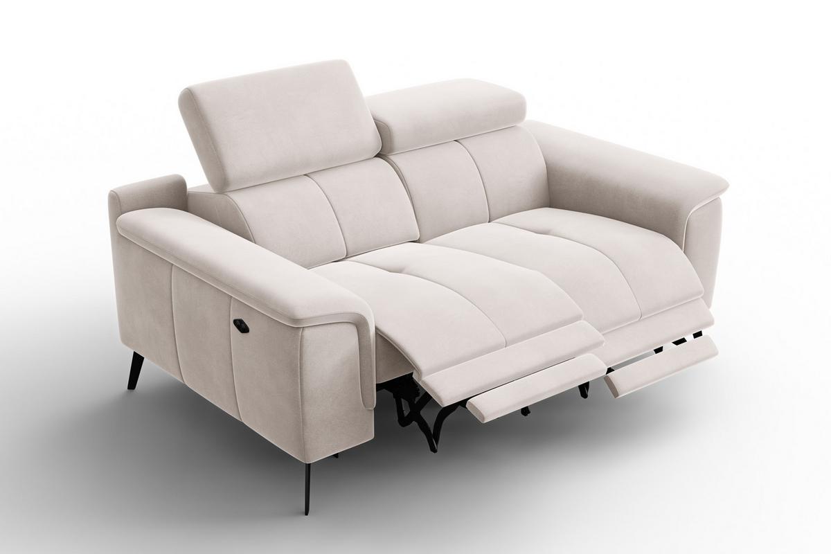 SOFA RELAX FIERO 2-Sitzer, Beiger Veloursstoff - Beige/Schwarz, Holz/Textil (170/82/103cm) - Courtois Laville
