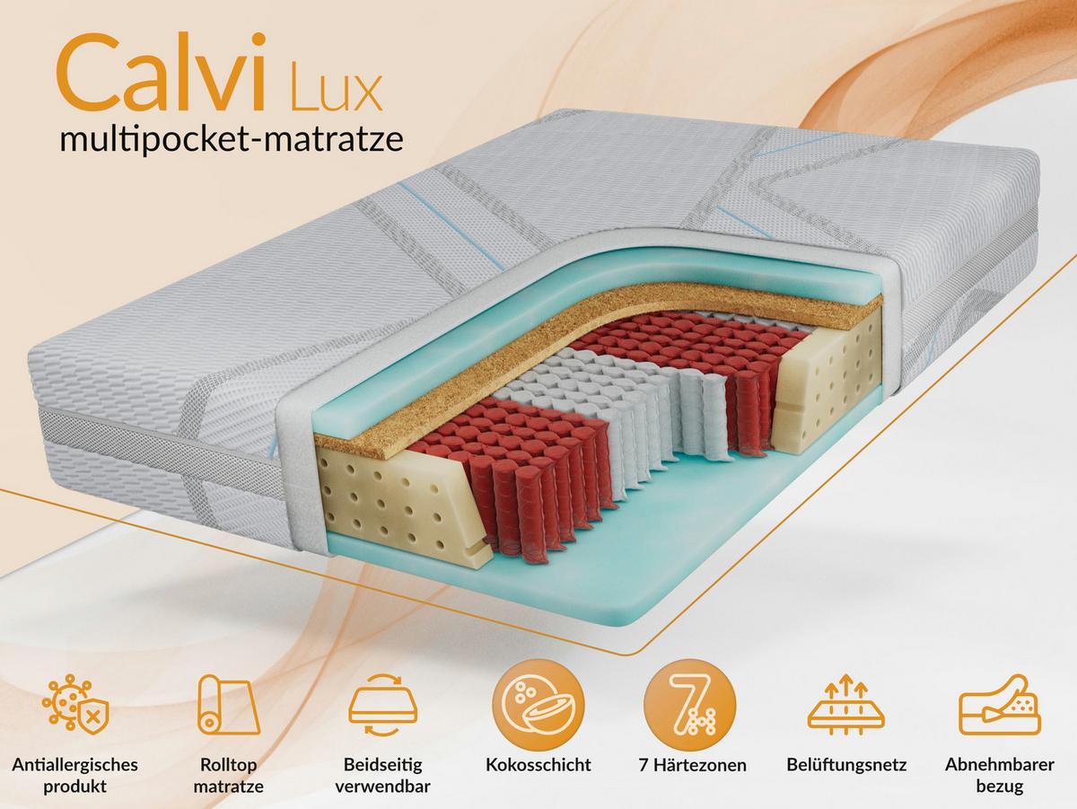 TASCHENMATRATZE CALVI - 160/200 - H3/H4 - Lux - Multicolor, Textil (160/200cm) - MKS