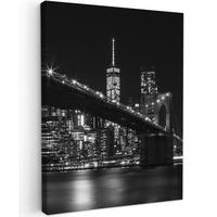 LEINWANDBILD New York - Brooklyn - Brücke Wandbild Wohnzimmer 60x80 cm - Schwarz, Textil (60/80cm) - MuchoWow