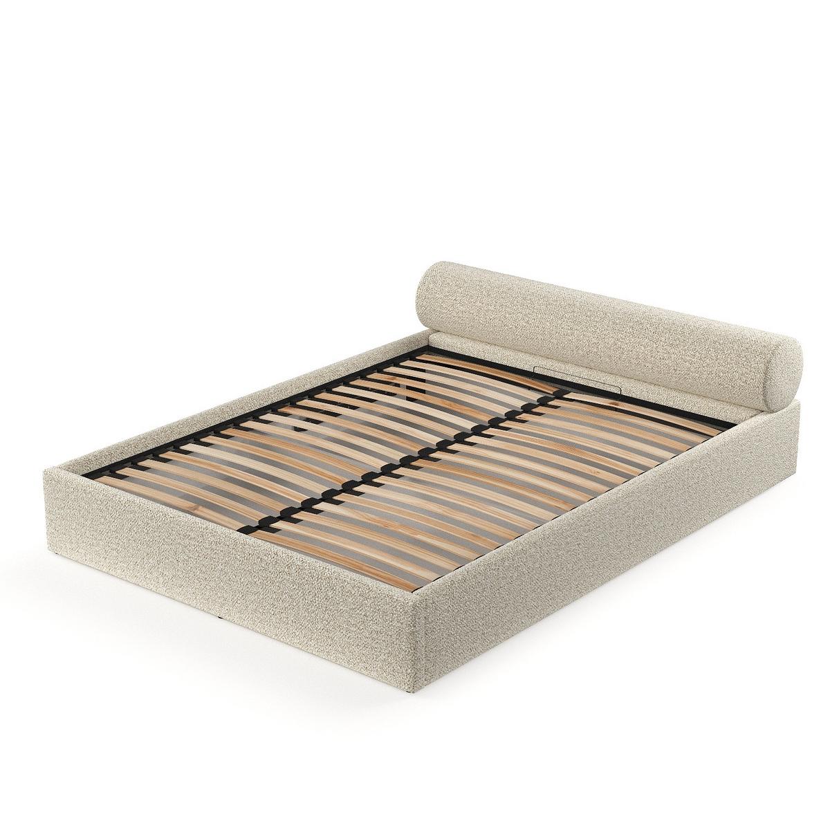POLSTERBETT Solvo mit Stauraum 140/200 cm Hellbeige im Blur Stoff - Beige/Schwarz, Holz/Holzwerkstoff (140/200cm) - AltaBeds