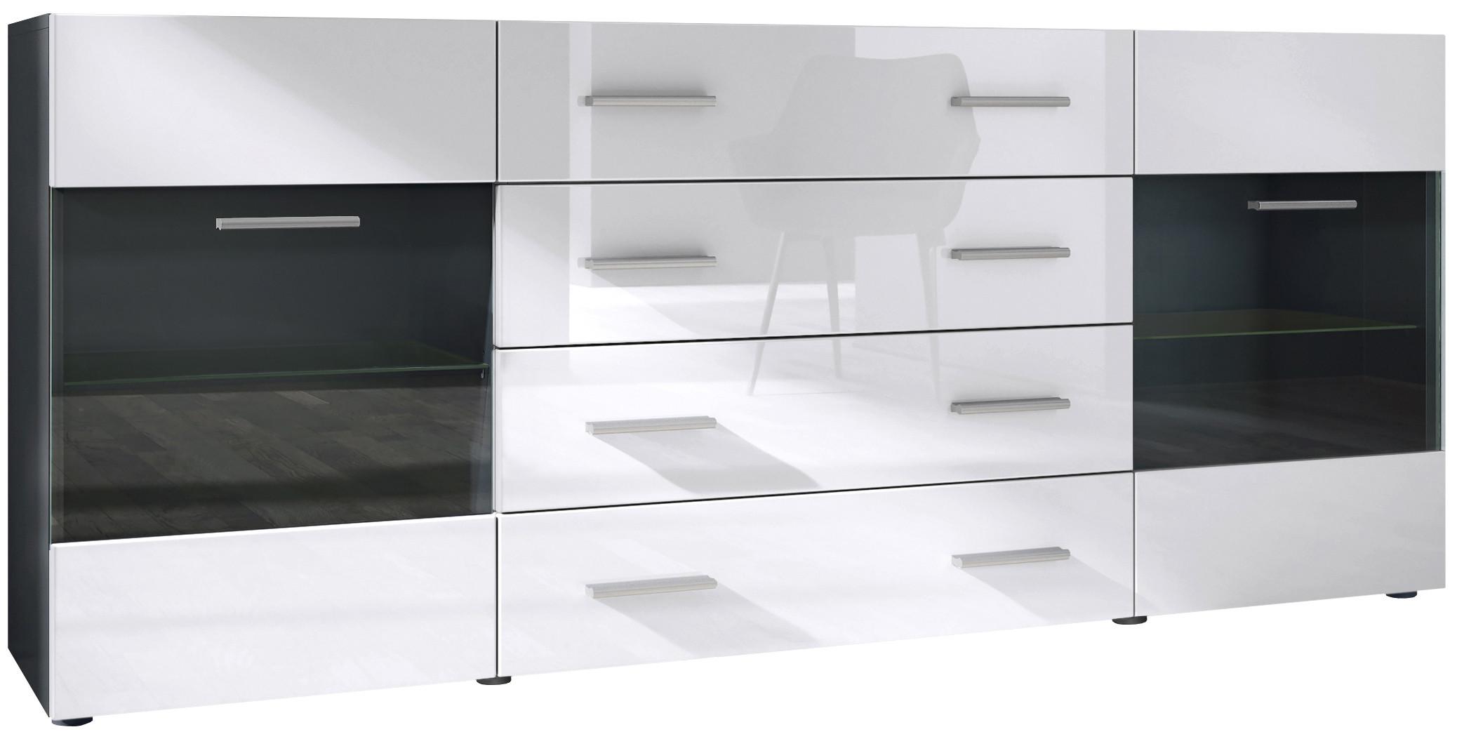 SIDEBOARD Carlos Weiß Hochglanz - Weiß Hochglanz, Holzwerkstoff (166/72/35cm) - Vladon