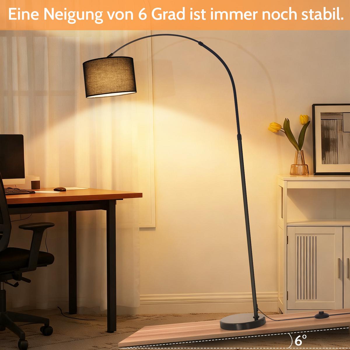 STEHLAMPE Avenirly 30/20/181 cm - Schwarz, Textil/Metall (30/20/181cm) - ZMH