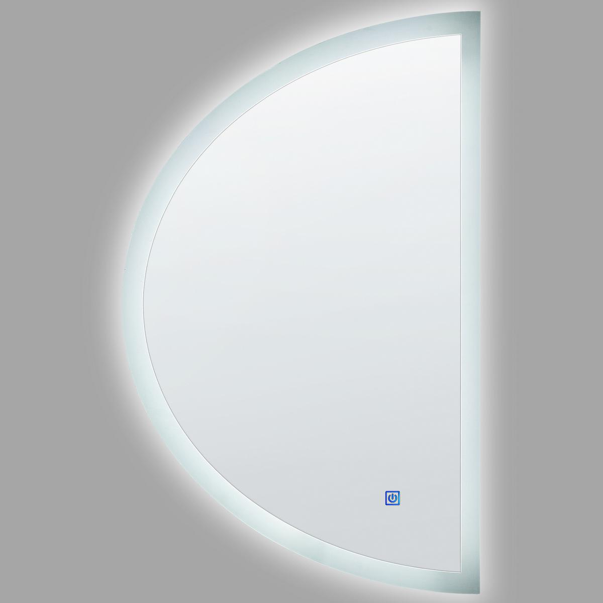 LED-WANDSPIEGEL halbrund 80 cm Silber Bezons - Silberfarben, Glas (80/3/49cm) - Beliani