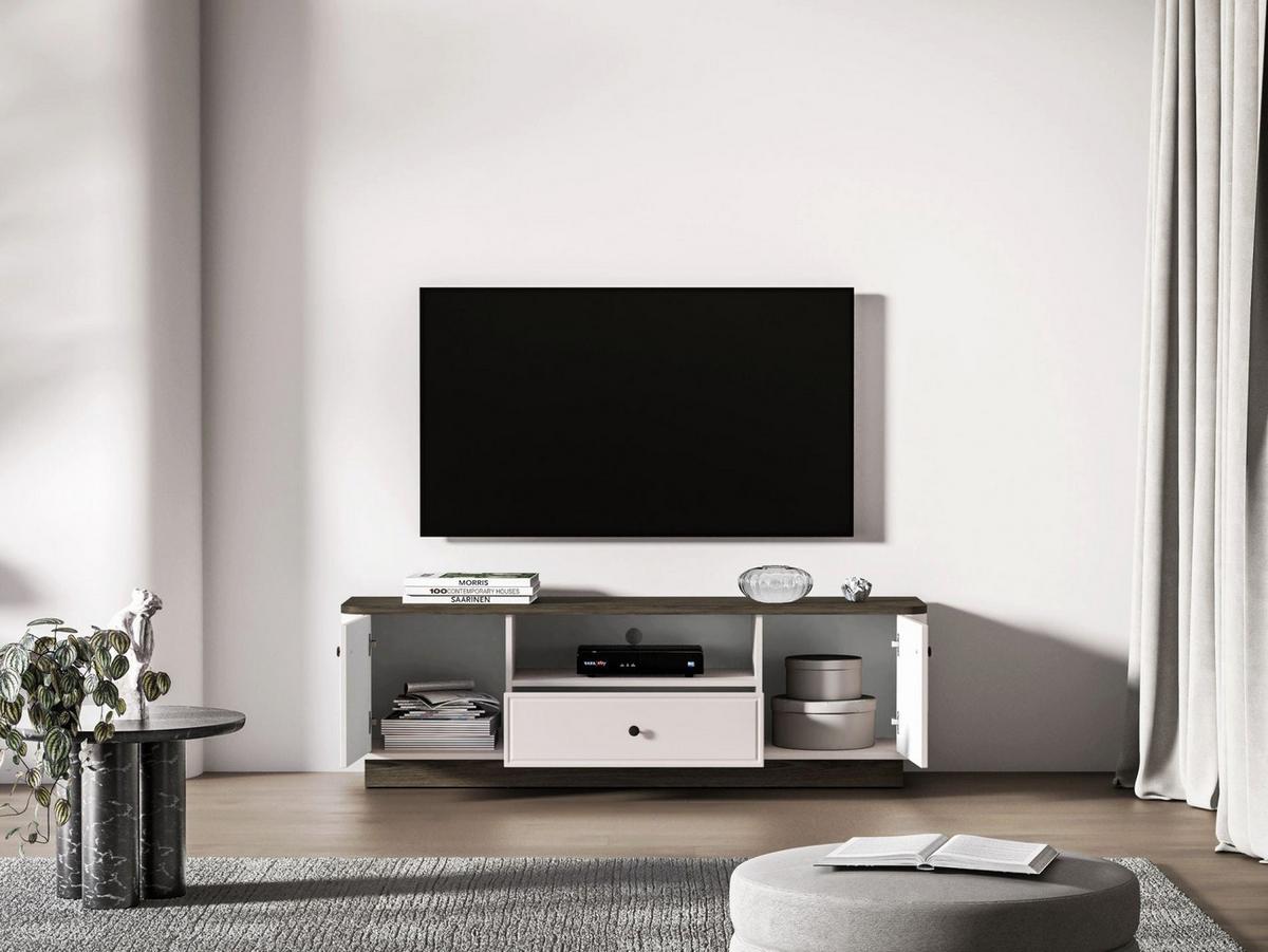 TV-LOWBOARD Vilavio Kaschmir/Eicheoptik Dunkel 160 cm - Taupe/Dunkelbraun, Holzwerkstoff/Metall (160/50/40cm) - Selsey