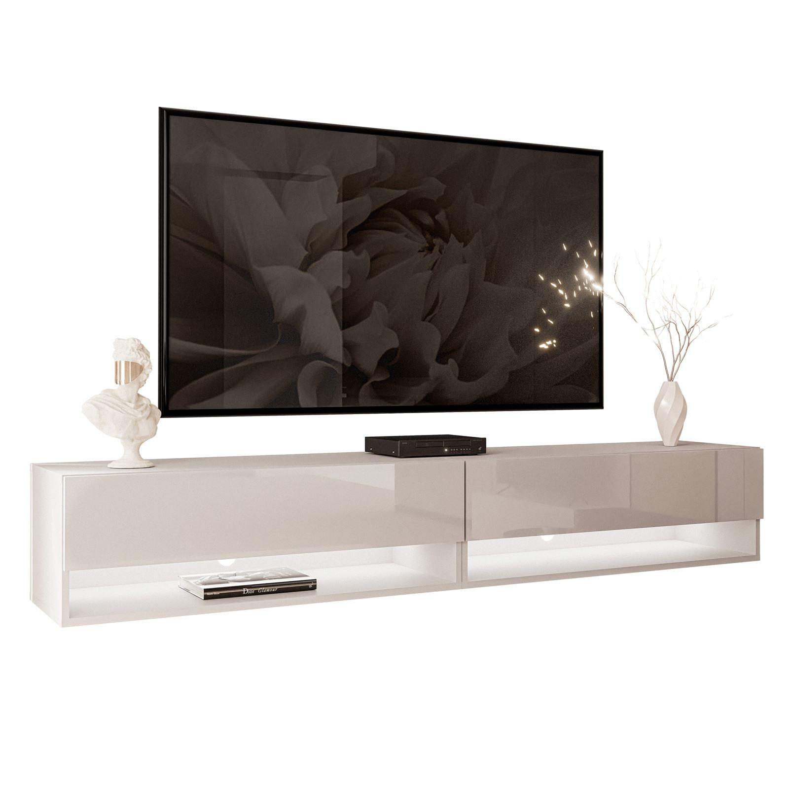 HÄNGESCHRANK TV-Möbel CALANTE 180 cm mit LED-Beleuchtung - Beige, Holzwerkstoff (180/30/35cm) - Lookway