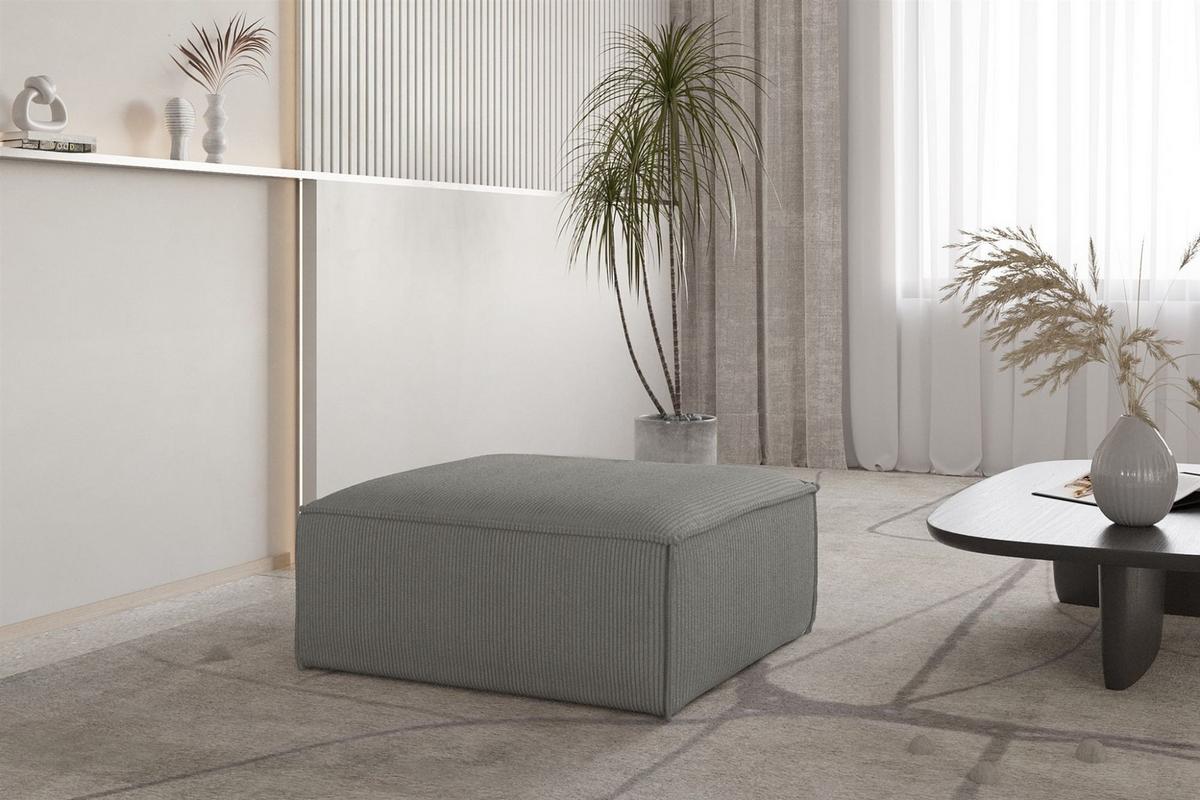 POLSTERHOCKER Celes Premium 85x85cm - Grau, Holzwerkstoff/Textil (85/40/85cm) - Fun Möbel