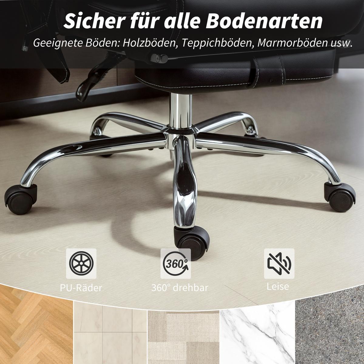 BÜROSTUHL Polyurethan Schwarz - Schwarz, Kunststoff/Metall (67/119/72cm) - HOMCOM