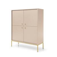 HIGHBOARD MONDO 104/125/39 cm mit 4 Türen Beige - Beige/Goldfarben, Holzwerkstoff (104/125/39cm) - MASSENO
