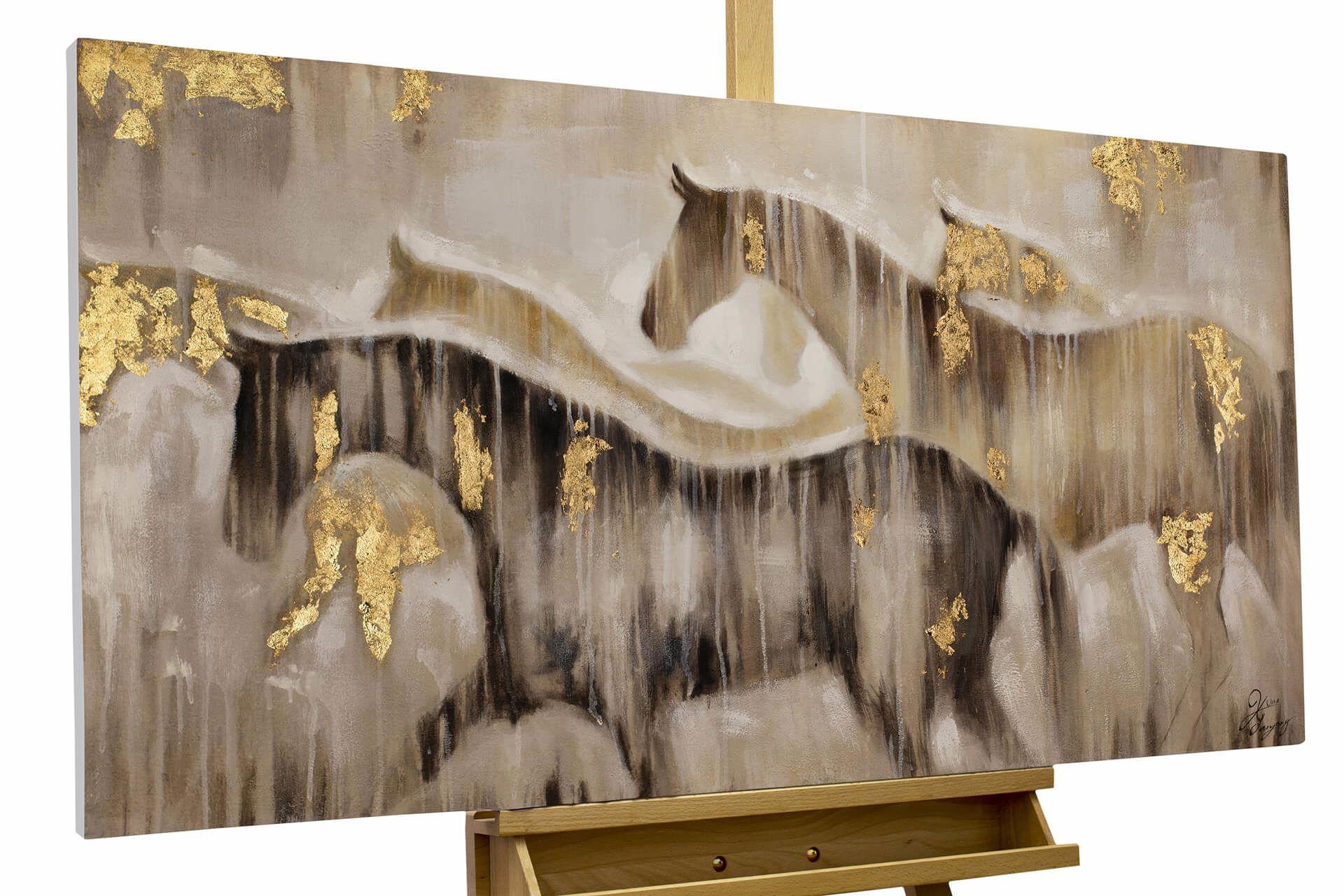 ACRYLBILD HANDGEMALT 120/60 cm - Beige/Braun, Holz/Textil (120/60cm) - KUNSTLOFT