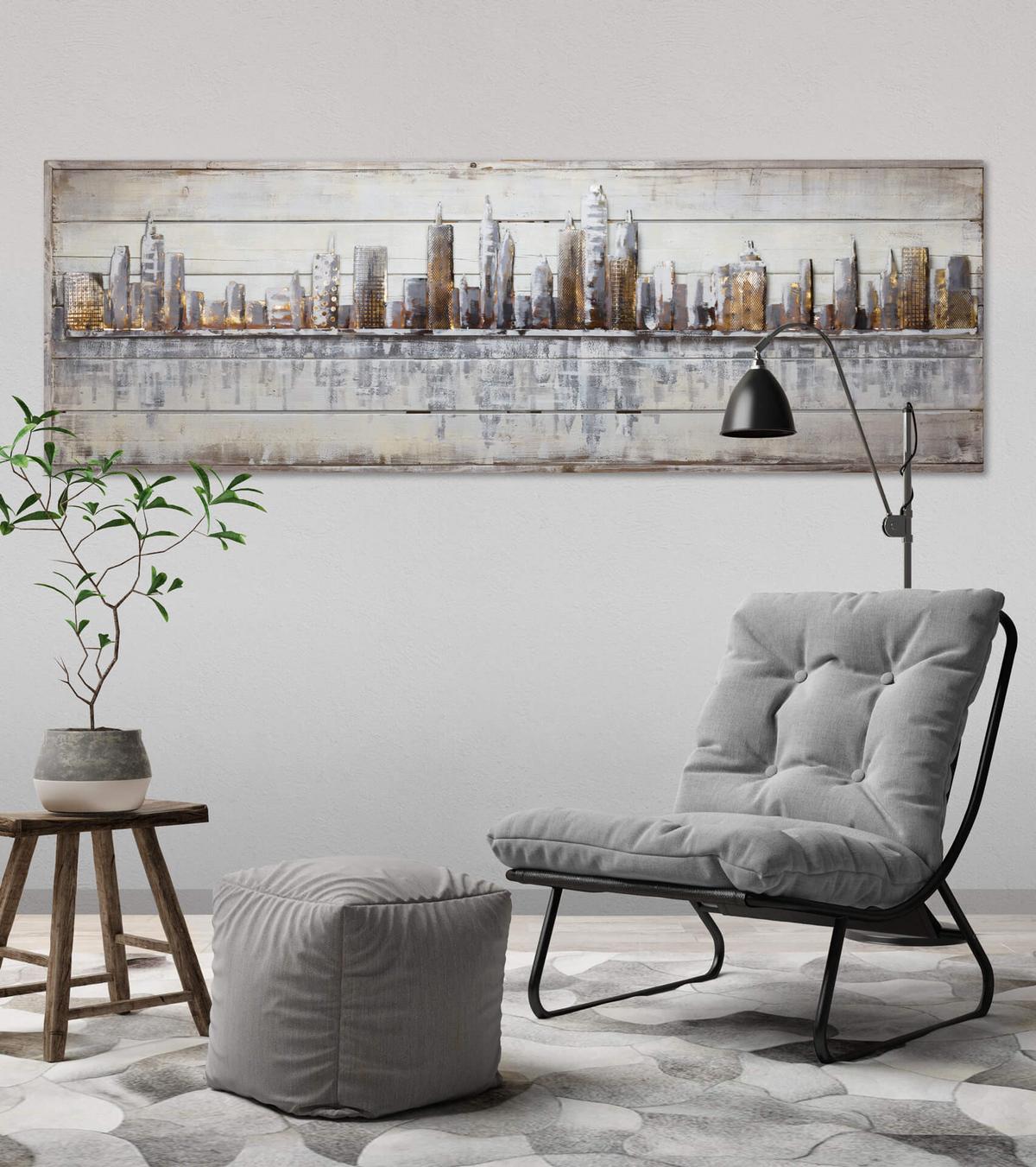 HOLZBILD Grau 150/50 cm - Beige/Grau, Holz (4.31/50cm) - KUNSTLOFT