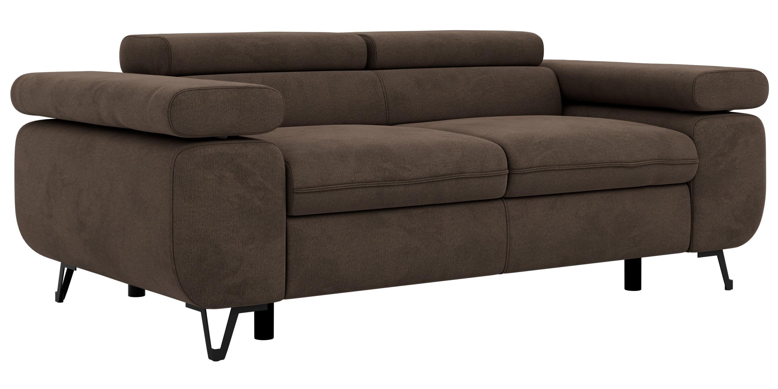 2-SITZER SOFA PETER - Braun Velvet - Schwarz/Braun, Textil/Metall (200/76/99cm) - MKS