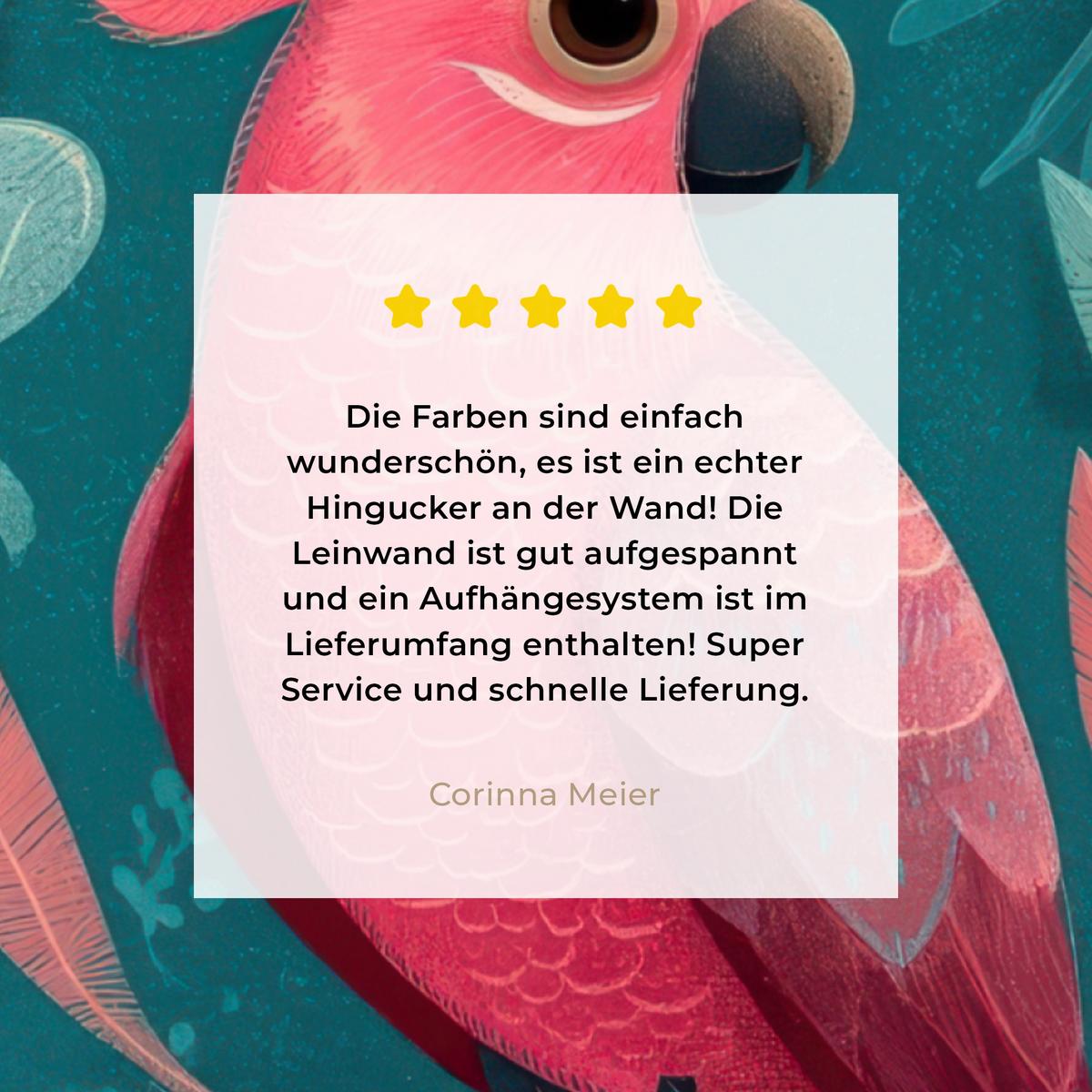 LEINWANDBILD Kakadu - Tropische Blätter - Zweig Deko Wohnzimmer 20x20 cm - Petrol, Textil (20/20cm) - MuchoWow