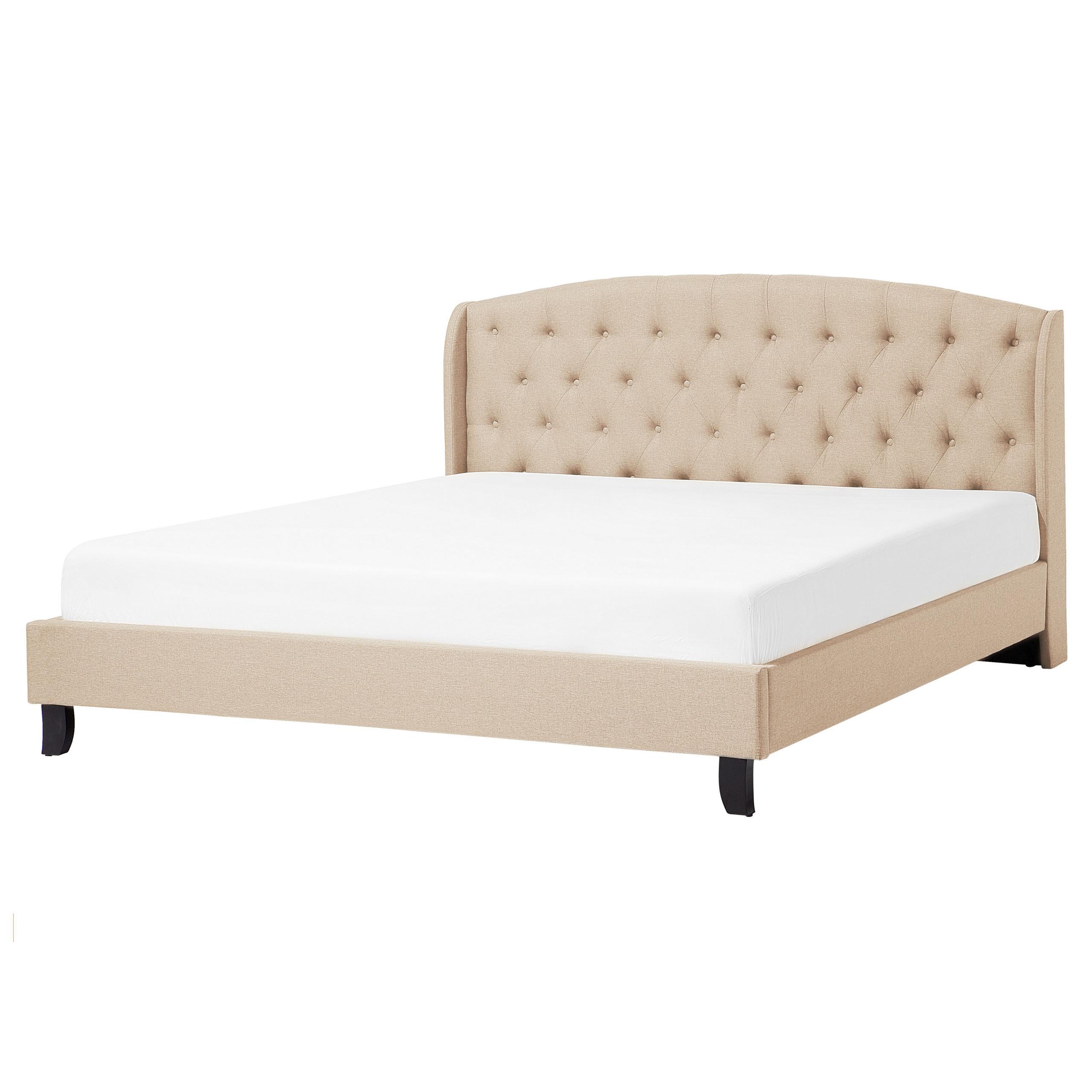 POLSTERBETT 160/200cm Beige Bordeaux - Beige, Textil (160/200cm) - Beliani