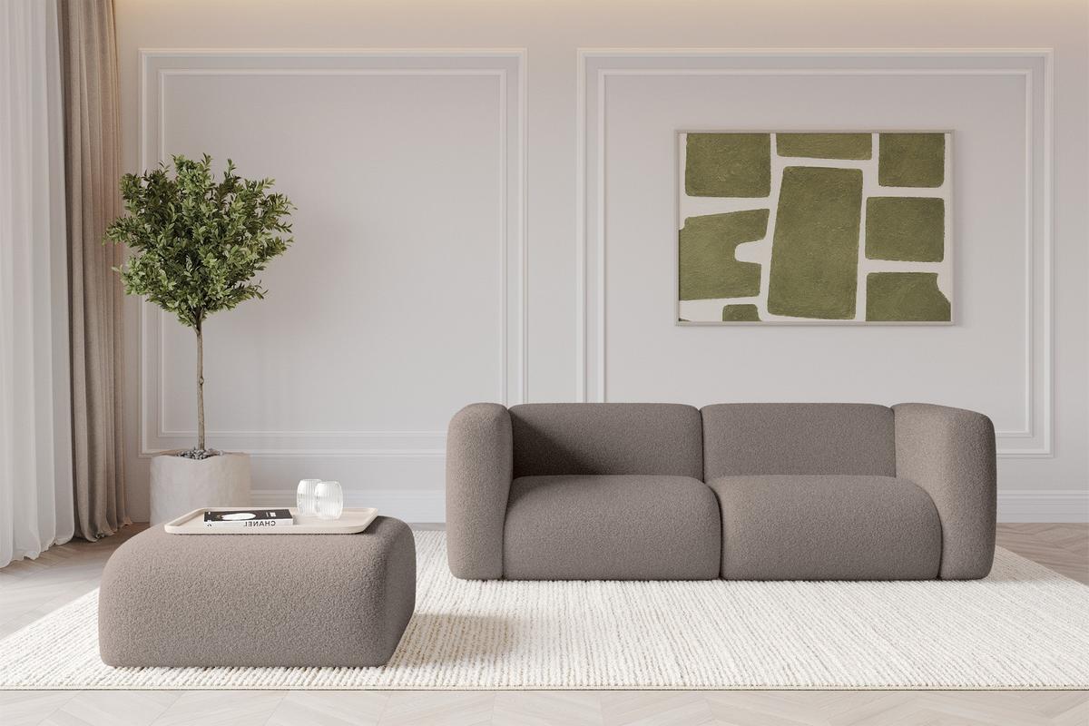 POUF MIRA-PUF 91x89x40 Braun cm Bouclé Modular Sitzhocker - Dunkelbraun/Schwarz, Holzwerkstoff/Kunststoff (91/40/89cm) - ALTDECOR