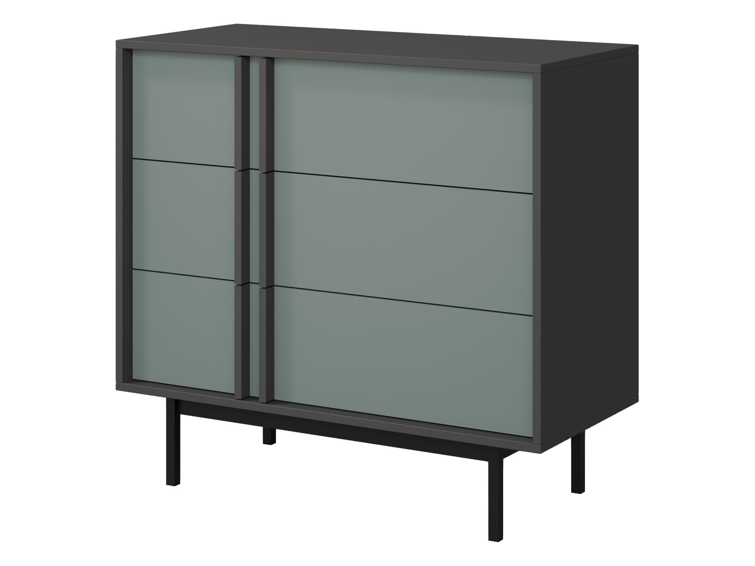 KOMMODE Alsy 3S AL08 - Anthrazit/Grün, Holzwerkstoff/Kunststoff (93/87/43cm) - MIRJAN24