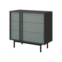 KOMMODE Alsy 3S AL08 - Anthrazit/Grün, Holzwerkstoff/Kunststoff (93/87/43cm) - MIRJAN24