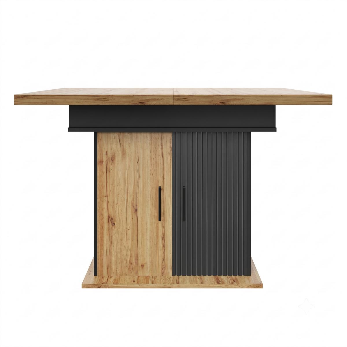 ESSTISCH Ausziehbar 110-140cm Schwarz & Natur Teleskoptisch mit Stauraum - Naturfarben, Holzwerkstoff (80/110/75cm) - Urban Meuble