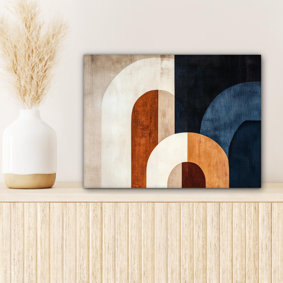 LEINWANDBILD Abstrakt - Formen - Dunkelblau Wandbild 40x30 cm - Cognac, Textil (40/30cm) - MuchoWow