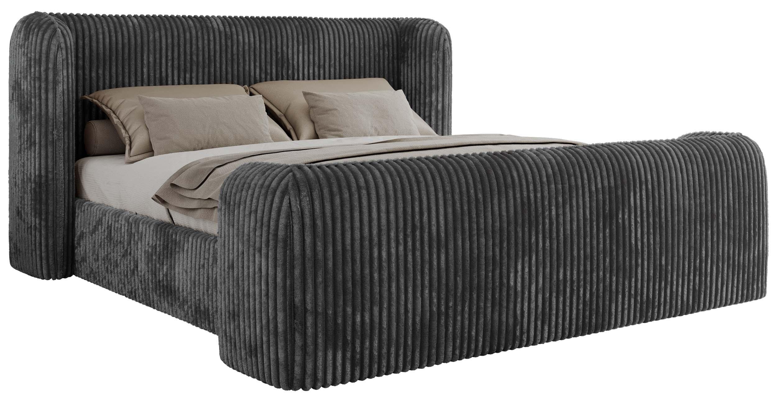 POLSTERBETT EMORA CLASSIC DUO 140/200 - Grau Cord - ohne Matratze - Grau, Textil (140/200cm) - MKS
