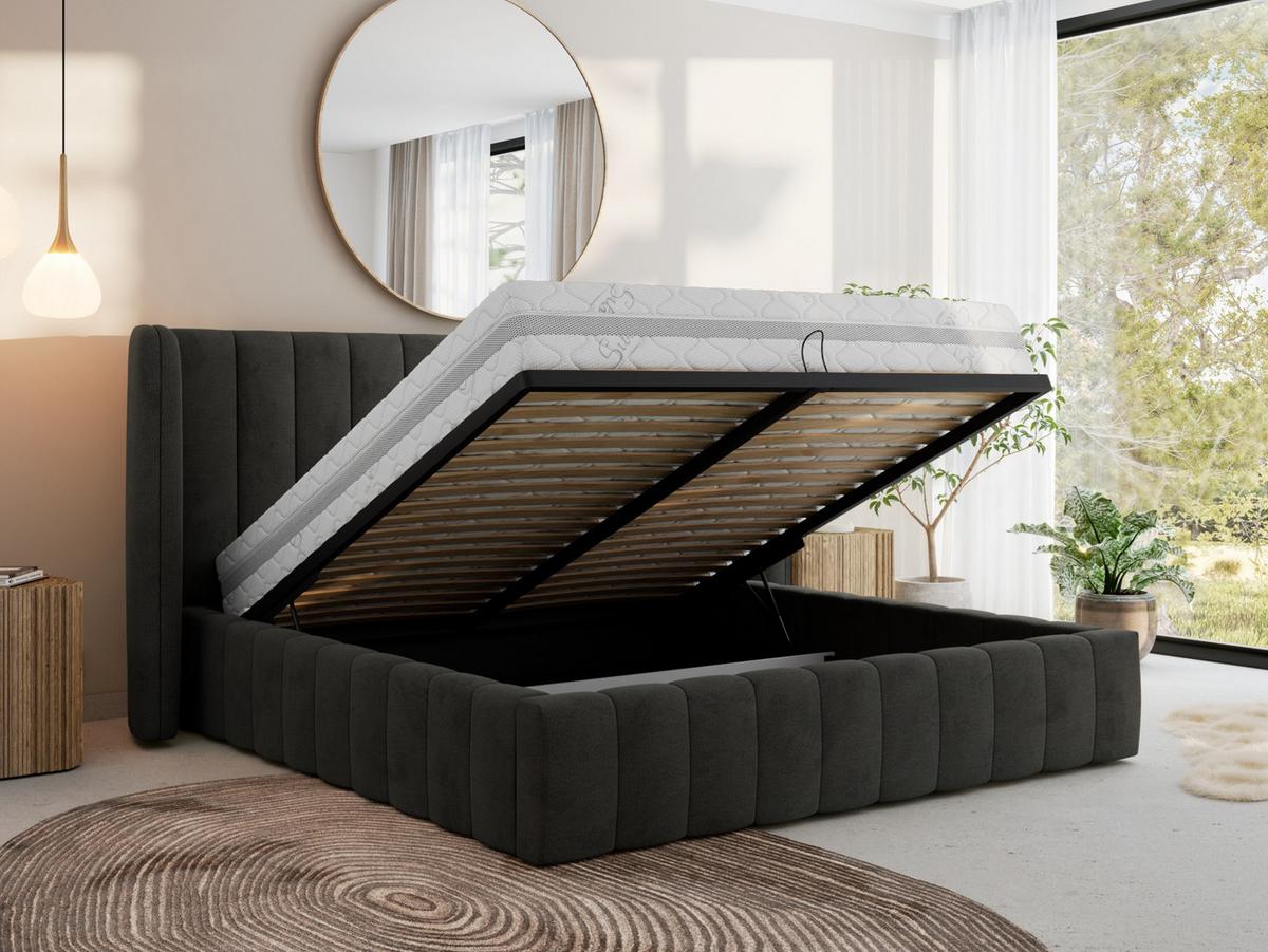 POLSTERBETT GOLETTA CLASSIC 140/200 - Dunkelgrau Velvet - Multipocket-Matratze - Dunkelgrau, Textil (140/200cm) - MKS