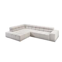 ECKSOFA MIT MOTORISCHEM SITZVORZUG NEVADA Silber Cord Relaxfunktion - Silberfarben/Schwarz, Kunststoff/Textil (319/215cm) - KAWOLA