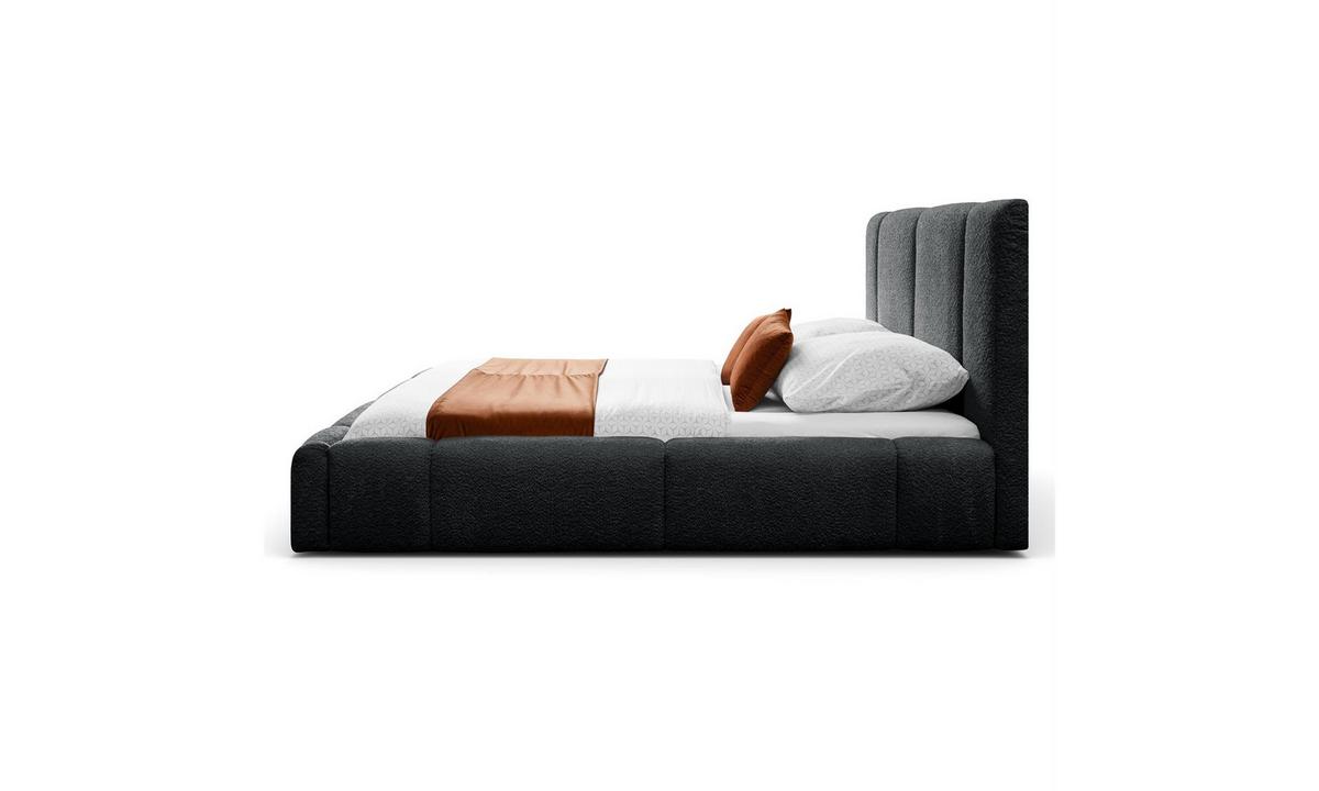 POLSTERBETT ELENA 160x200 cm Schwarz (Anthology 19), 34 Holzlatten, Kopfteil 108 cm - Schwarz, Textil (160/200cm) - Lookway