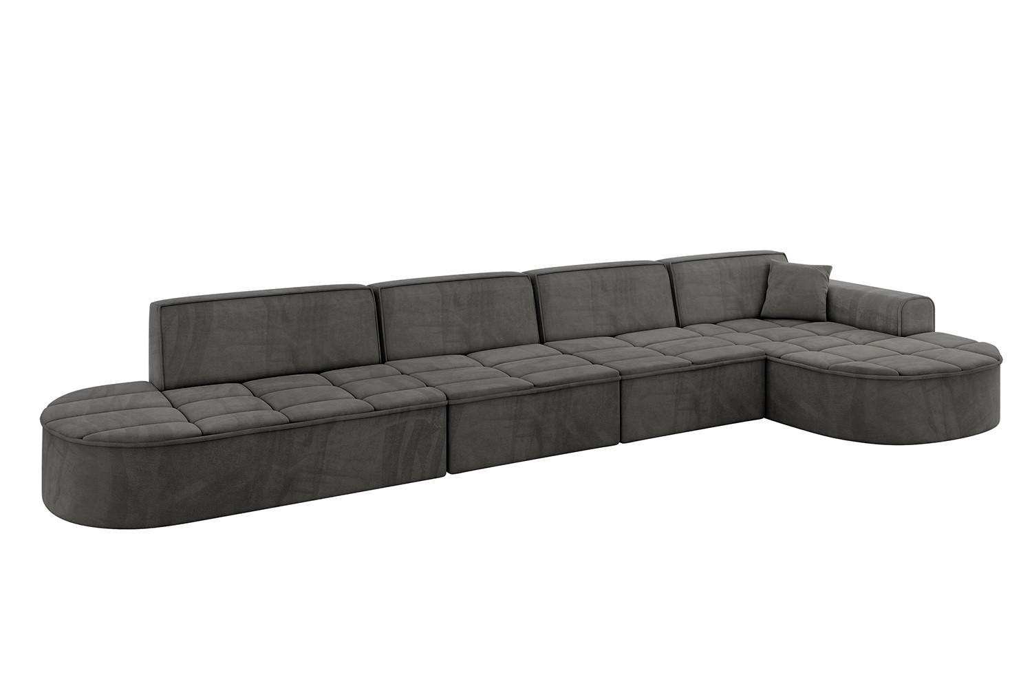 ECKSOFA Ottomane Rechts TARO-L3 - 413x171x79,5 cm Dunkelgrau - Dunkelgrau, Holzwerkstoff/Textil (413/171cm) - ALTDECOR