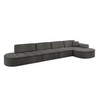 ECKSOFA Ottomane Rechts TARO-L3 - 413x171x79,5 cm Dunkelgrau - Dunkelgrau, Holzwerkstoff/Textil (413/171cm) - ALTDECOR