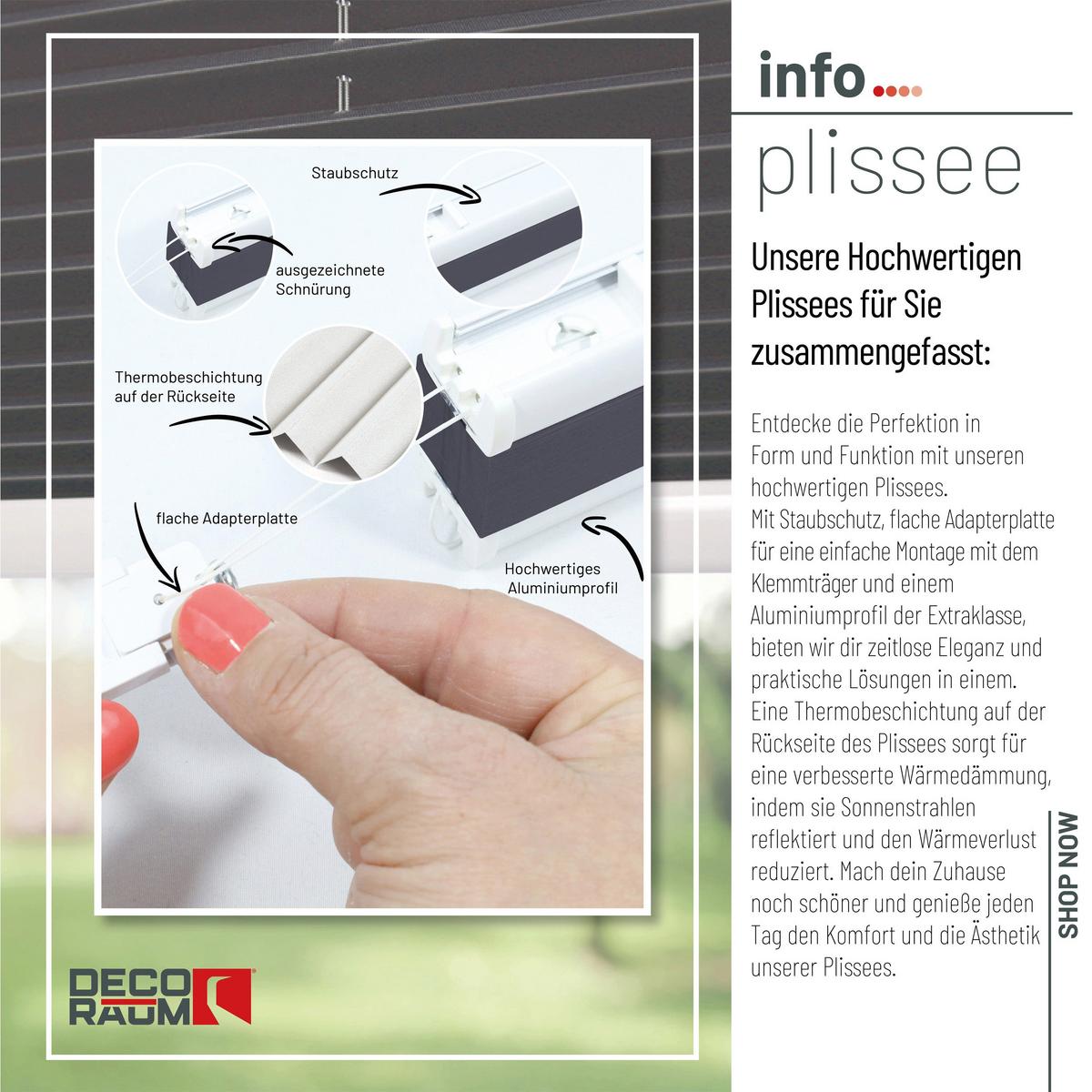 PLISSEE Thermo Basic 75 x 210cm Klemmfix ohne Bohren - Grau, Textil (75/210/210cm) - Deco-Raum