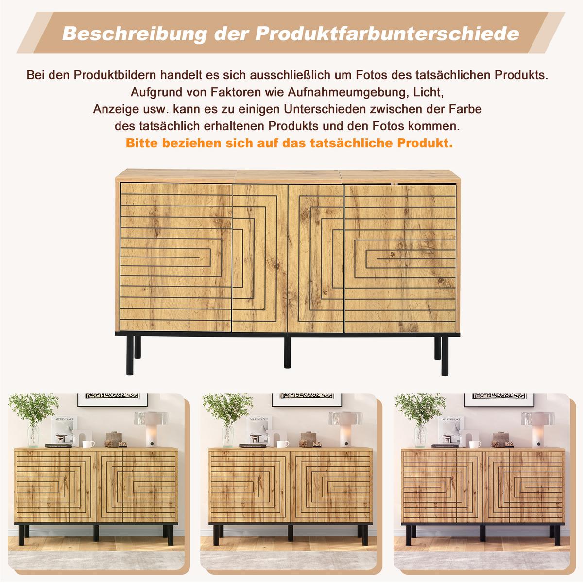 SIDEBOARD Eichenfarbe mit 6 Schubladen Grifflose Holzkommode - Naturfarben, Holzwerkstoff (120/68/35cm) - Urban Meuble