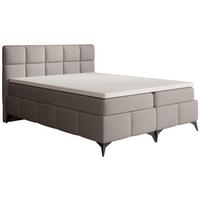 BOXBETT Solido mit Bettkasten 160x200 cm hellbraun - Hellbraun/Schwarz, Textil/Metall (160/200cm) - Beautysofa
