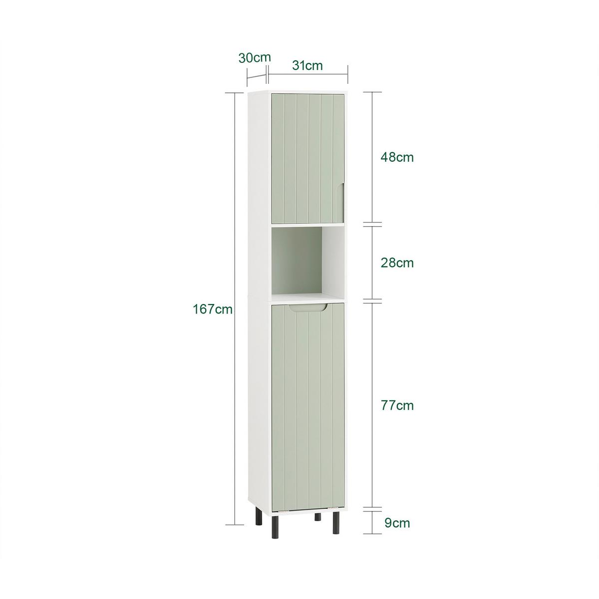 HOCHSCHRANK mit Wäschesack Grün - Weiß/Grün, Holzwerkstoff/Metall (31/167/30cm) - SoBuy