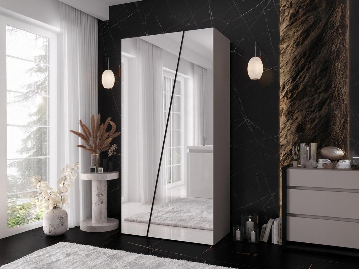 DREHTÜRENSCHRANK Zen 2L 100 cm - Kaschmir/Schwarz, Holzwerkstoff/Kunststoff (100/202/50cm) - MIRJAN24