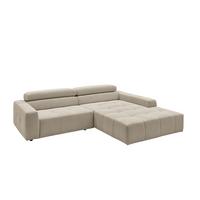 ECKSOFA RENO Beige Cord - Beige/Schwarz, Kunststoff/Textil (258/217cm) - KAWOLA