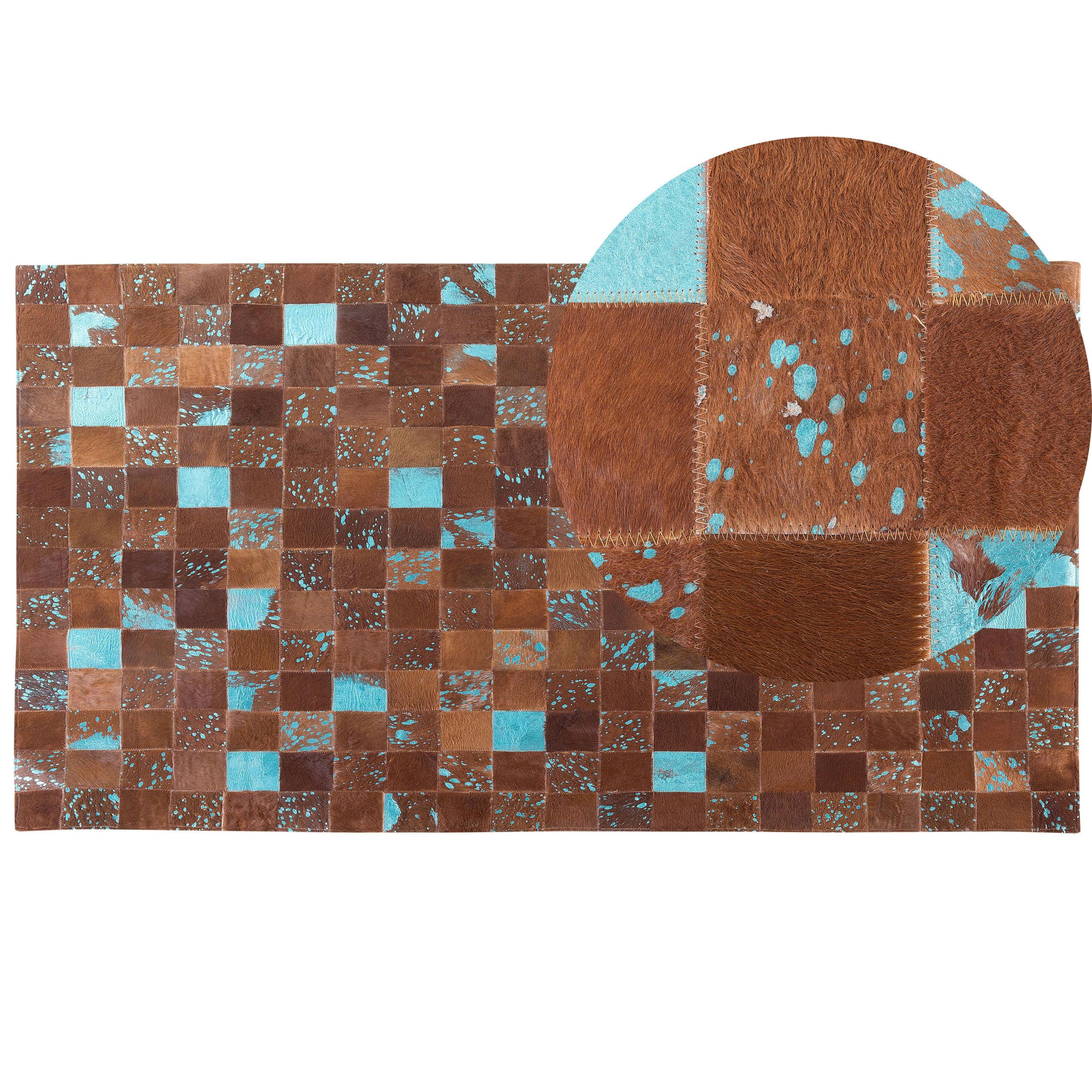 PATCHWORK-TEPPICH Aliaga 150/80 cm - Braun, Fell (80/150cm) - Beliani