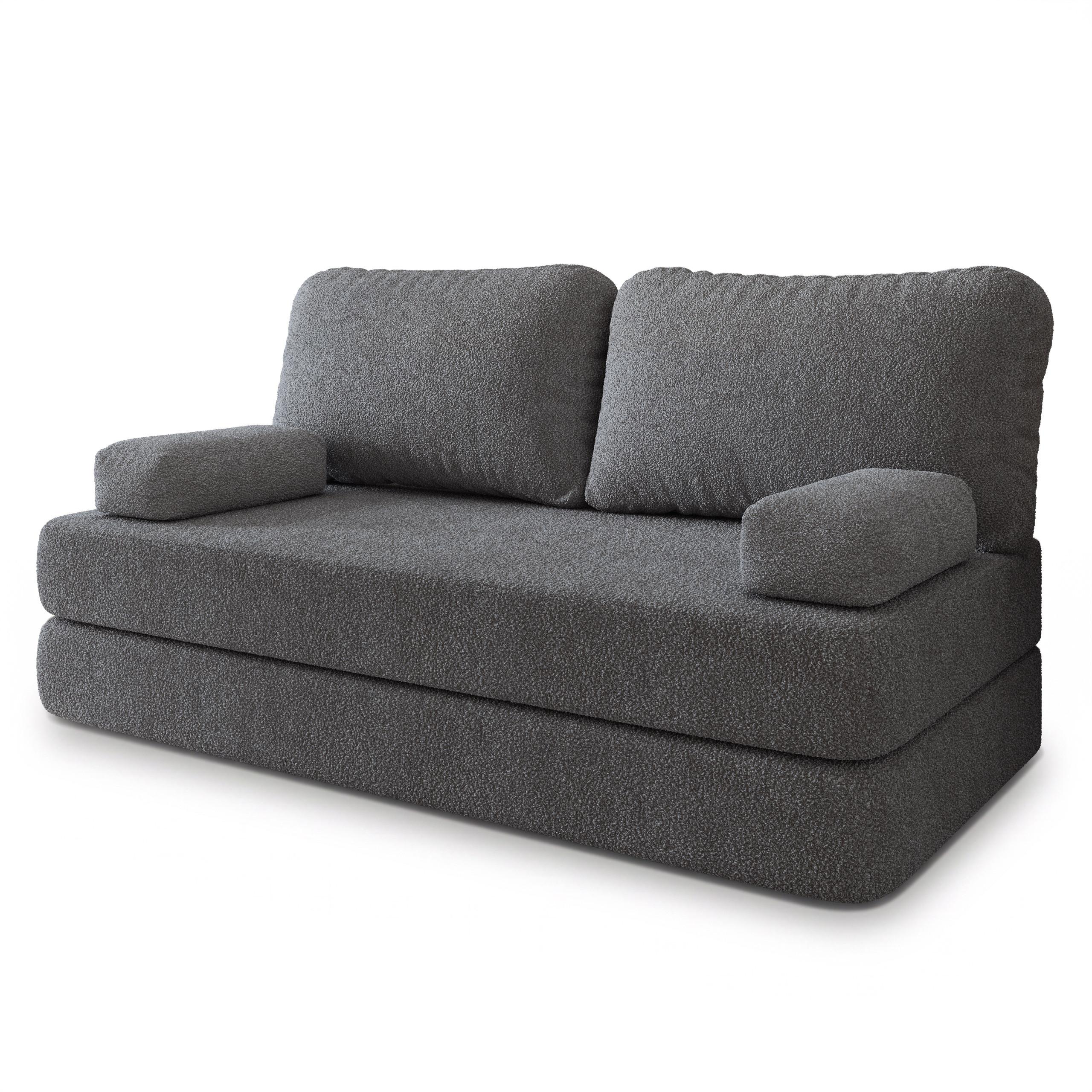 BETTSOFA NIKSI aus Schaumstoff Bucle-Stoff Grau Schlaffunktion - Grau, Textil (170/86/80cm) - MASSENO